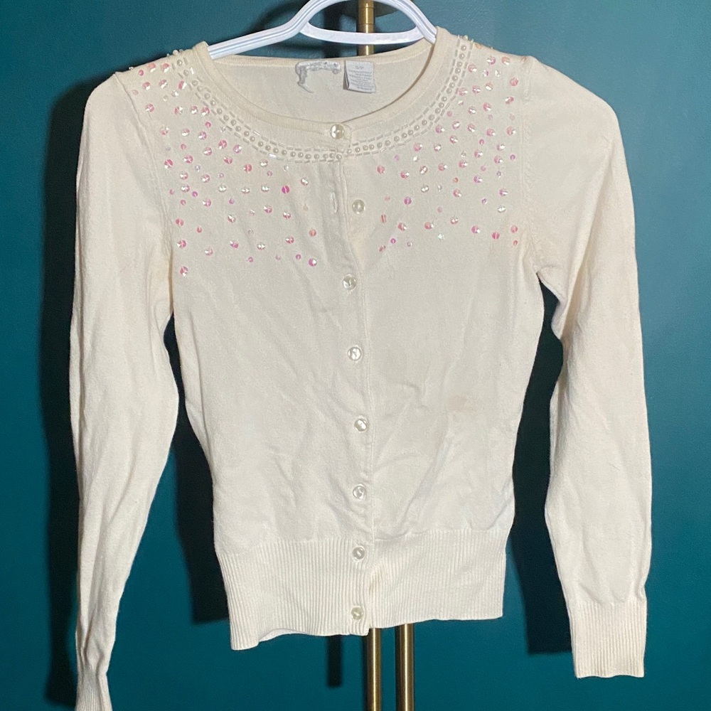 Source Unknown Cream Cardigan with Pink Accents